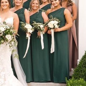 David’s bridal long bridesmaid dress one shoulder